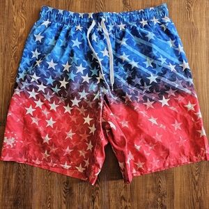 Under Armour Red and Blue Star Swim Trunks